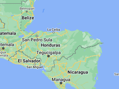 Map showing location of Guarizama (14.91667, -86.33333)