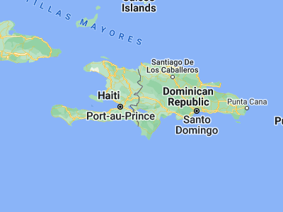 Map showing location of Guayabal (18.5981, -71.64184)