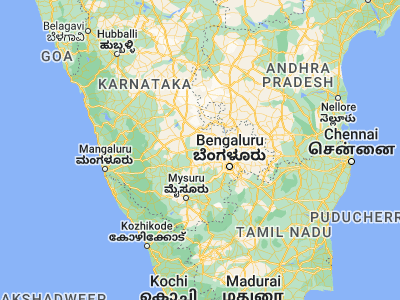 Map showing location of Gubbi (13.31056, 76.94444)