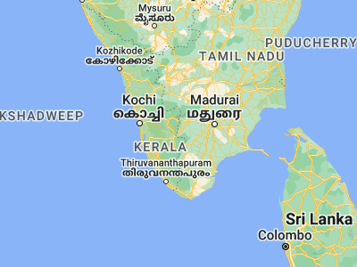 Map showing location of Gudalur (9.67826, 77.24951)