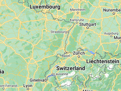 Map showing location of Guebwiller (47.91667, 7.2)