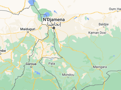 Map showing location of Guelendeng (10.91762, 15.5501)