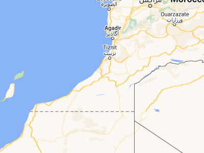 Map showing location of Guelmim (28.98696, -10.05738)