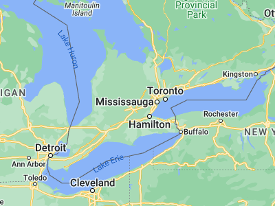 Map showing location of Guelph (43.5501, -80.24967)