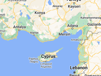 Map showing location of Gülnar (36.34148, 33.39921)