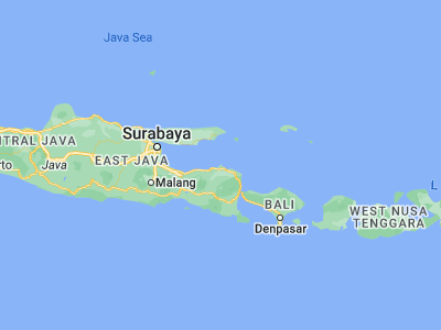 Map showing location of Gumuk Tengah (-7.6392, 114.0047)