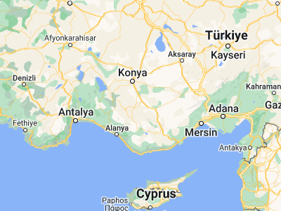 Map showing location of Güneysınır (37.26944, 32.72898)