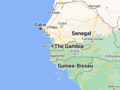 Map showing location of Gunjur (13.52278, -16.02778)