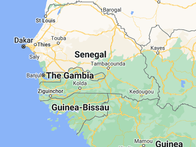 Map showing location of Gunjur Kuta (13.53333, -14.11667)