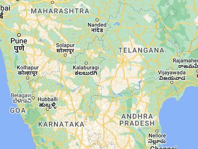 Map showing location of Gurmatkal (16.86667, 77.4)
