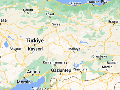 Map showing location of Gürün (38.72225, 37.27097)