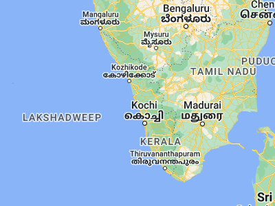 Map showing location of Guruvāyūr (10.5943, 76.0411)