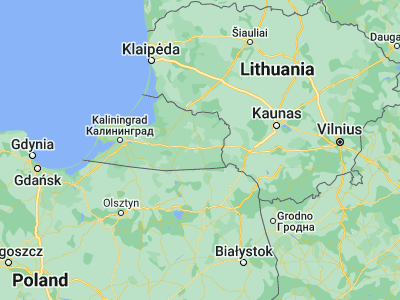 Map showing location of Gusev (54.59222, 22.19972)