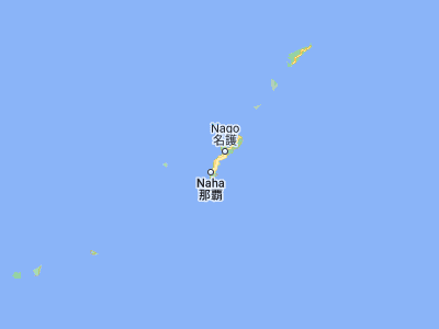 Map showing location of Gushikawa (26.35444, 127.86861)