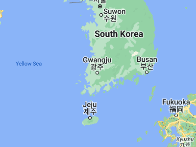 Map showing location of Gwangju (35.15472, 126.91556)