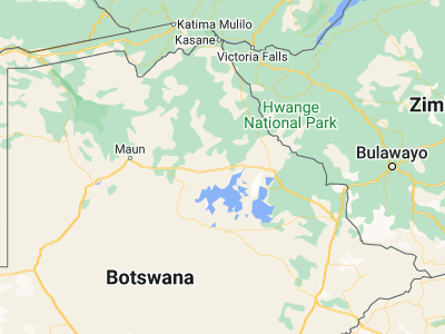 Map showing location of Gweta (-20.18333, 25.23333)