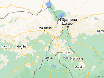 Map showing location of Gwoza (11.10359, 13.71298)