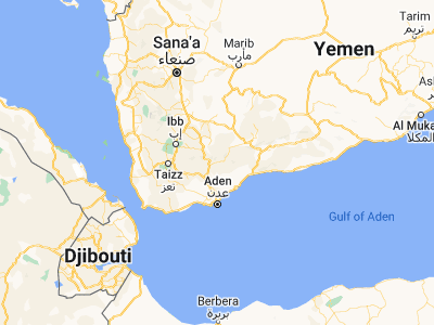 Map showing location of Ḩabīl al Jabr (13.60422, 44.98578)