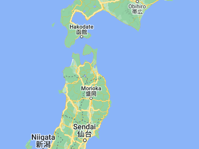 Map showing location of Hachinohe (40.5, 141.5)