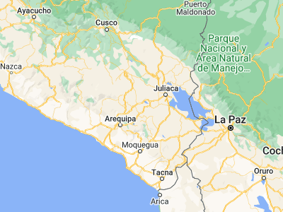 Map showing location of Hacienda Huancane (-15.82222, -70.88556)