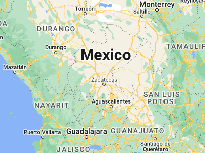 Map showing location of Hacienda Toribio (23.08333, -102.68333)