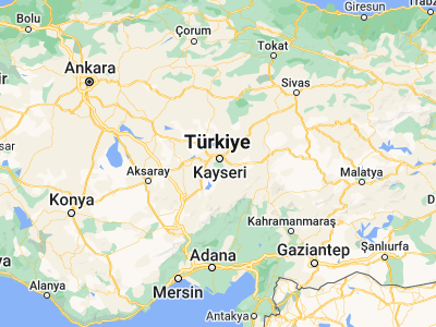 Map showing location of Hacılar (38.64631, 35.44937)