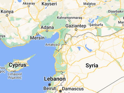Map showing location of Hacıpaşa (36.07817, 36.38405)