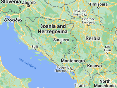 Map showing location of Hadžići (43.82222, 18.20667)