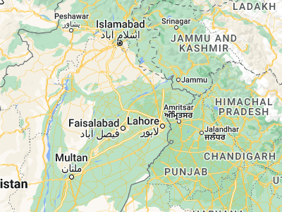 Map showing location of Hāfizābād (32.06786, 73.68545)