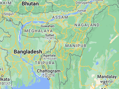 Map showing location of Hailākāndi (24.68394, 92.56097)