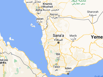 Map showing location of Ḩajjah (15.69425, 43.60582)