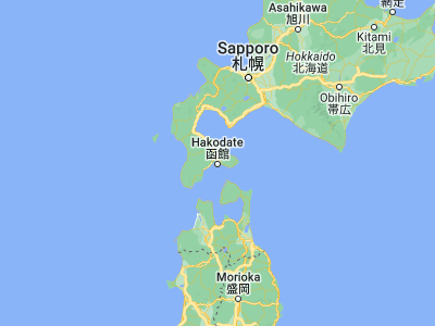 Map showing location of Hakodate (41.77583, 140.73667)