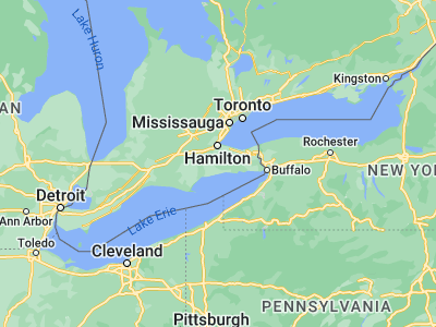 Map showing location of Haldimand County (42.98341, -79.86633)
