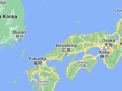 Map showing location of Hamada (34.88333, 132.08333)