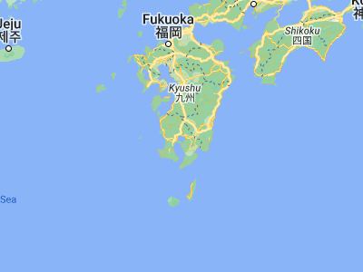 Map showing location of Hamanoichi (31.71667, 130.73333)
