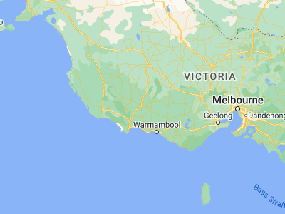Map showing location of Hamilton (-37.74425, 142.02202)