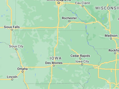 Map showing location of Hampton (42.74192, -93.20242)
