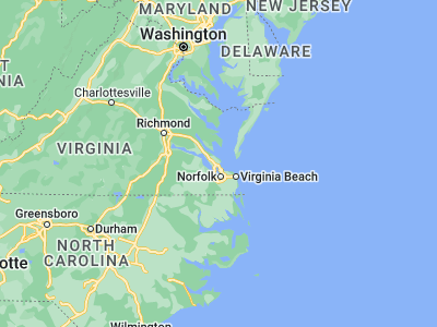 Map showing location of Hampton (37.02987, -76.34522)