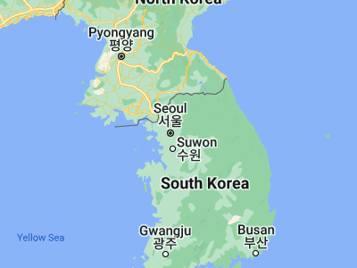 Map showing location of Hanam (37.54, 127.20556)