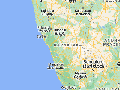 Map showing location of Hāngal (14.76667, 75.13333)