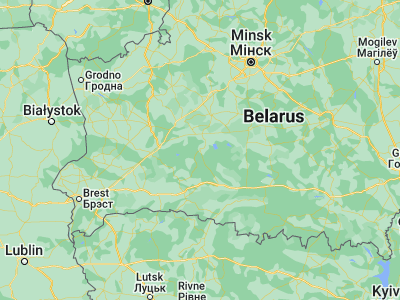 Map showing location of Hantsavichy (52.758, 26.43)