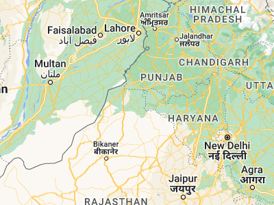 Map showing location of Hanumāngarh (29.58182, 74.32938)
