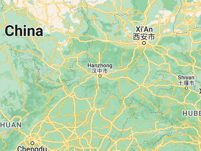 Map showing location of Hanzhong (33.07278, 107.03028)