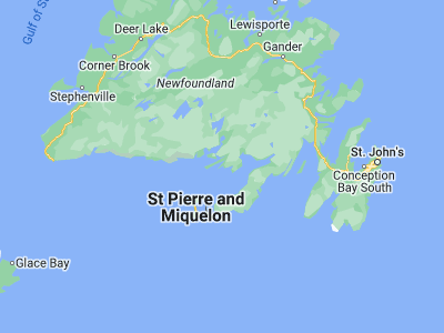 Map showing location of Harbour Breton (47.48325, -55.79833)