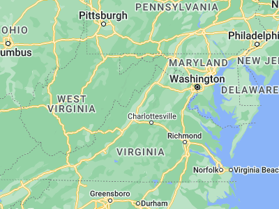 Map showing location of Harrisonburg (38.44957, -78.86892)