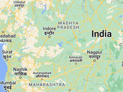 Map showing location of Harsūd (22.1, 76.73333)