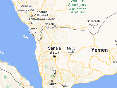 Map showing location of Haşan Binī Sa‘d (16.27293, 44.47728)