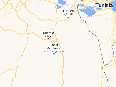 Map showing location of Hassi Messaoud (31.68041, 6.07286)