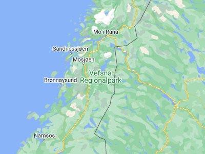 Map showing location of Hattfjelldal (65.59795, 13.98422)