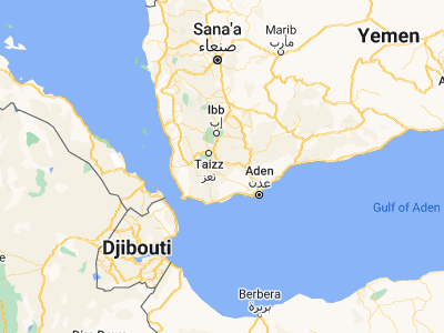 Map showing location of Ḩayfān (13.31778, 44.28011)